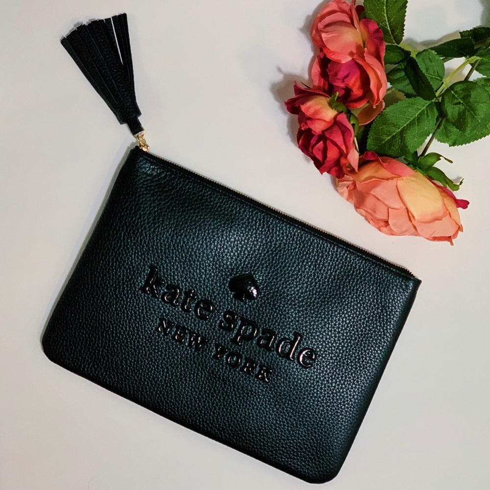 Kate Spade GENUINE Leather Black Clutch Wristlet